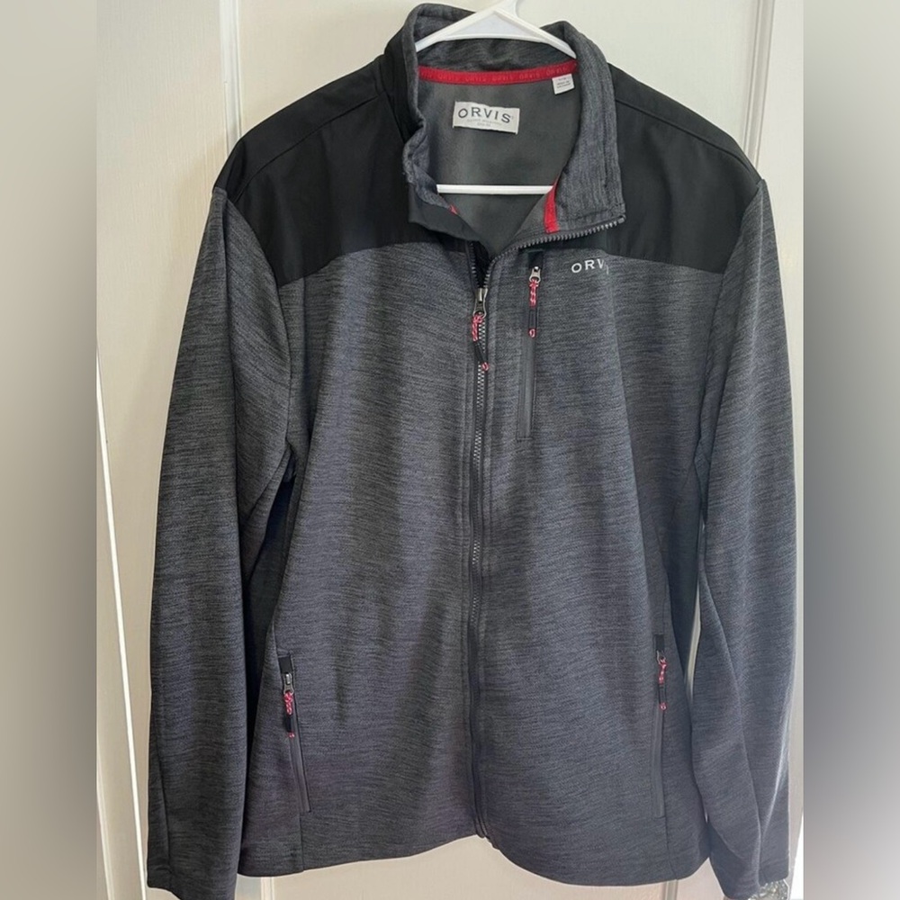 Men's NWOT Orvis Zip Fleece Nylon Pullover Jacket Gray/ Black Size M